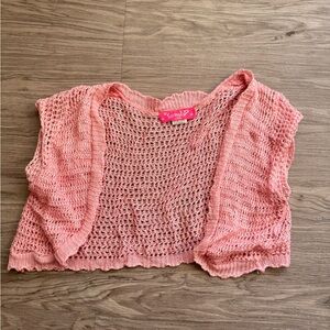Say What? Dusty Pink Open-Knit Cropped Shrug